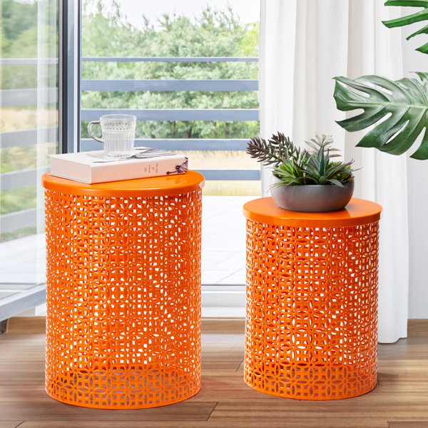 Outdoo Side Table Set Of 2, Metal Cicle Accent End Tables